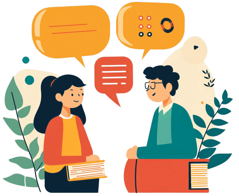 Illustration showing language learning process